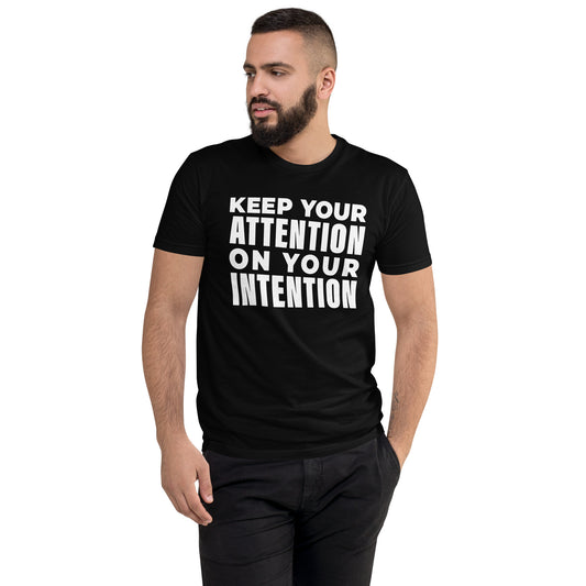 Keep Your Attention On Your Intention (Men-Black) Short Sleeve T-shirt