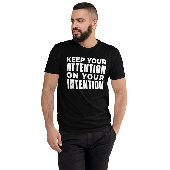 Keep Your Attention On Your Intention (Men-Black) Short Sleeve T-shirt