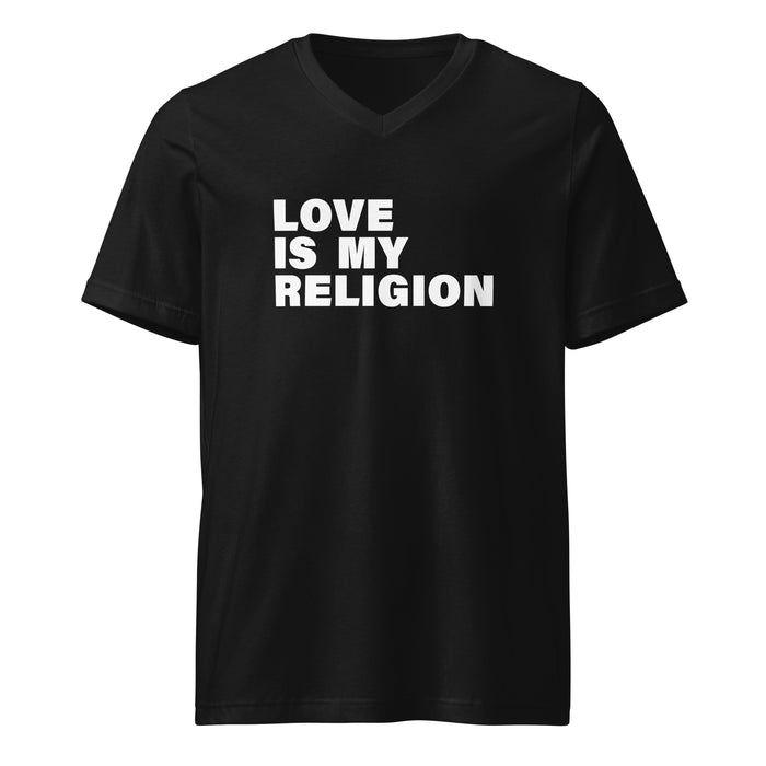 Love Is My Religion (Women-Black) - Unisex Short Sleeve V-Neck T-Shirt