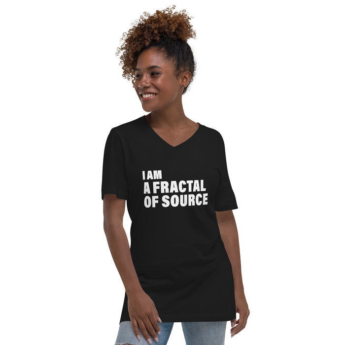 I Am A Fractal Of Source (Women-Black) - Unisex Short Sleeve V-Neck T-Shirt