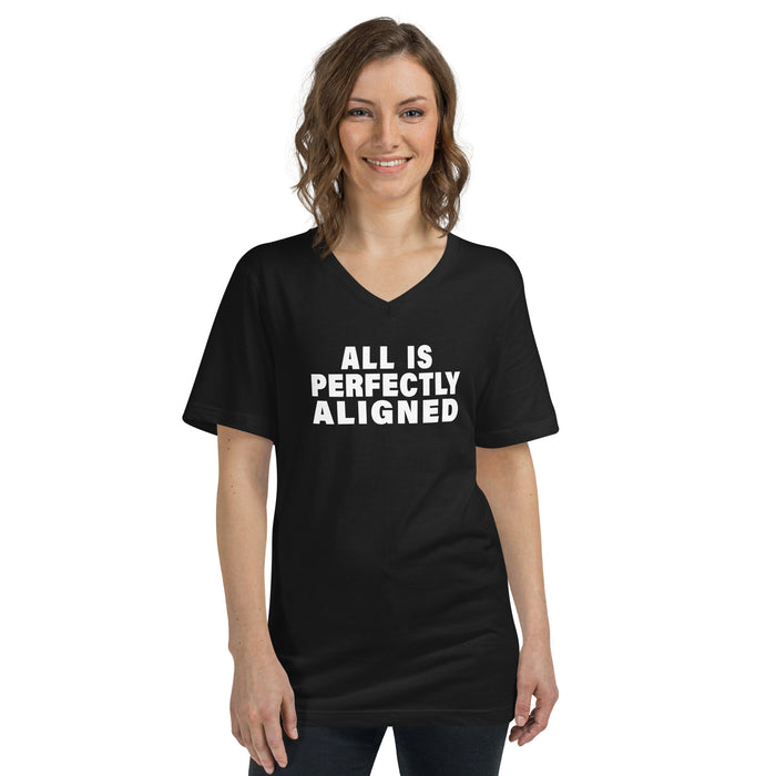 All Is Perfectly Aligned (Women-Black) - Unisex Short Sleeve V-Neck T-Shirt