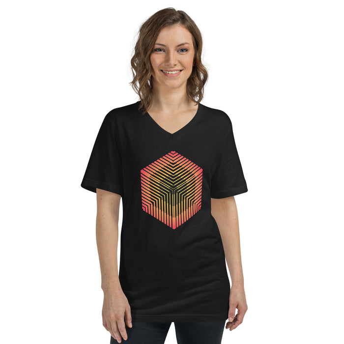 Hexacube (Women-Black) - Unisex Short Sleeve V-Neck T-Shirt