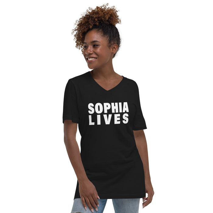Sophia Lives (Women-Black) - Unisex Short Sleeve V-Neck T-Shirt