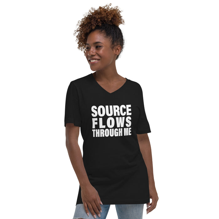 Source Flows Through Me (Women-Black) - Unisex Short Sleeve V-Neck T-Shirt