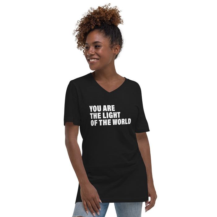 You Are The Light Of The World (Women-Black) - Unisex Short Sleeve V-Neck T-Shirt