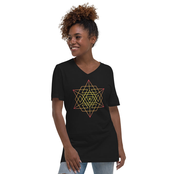 Metatronics (Women-Black) - Unisex Short Sleeve V-Neck T-Shirt
