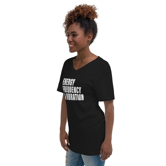 Energy Frequency & Vibration (Women-Black) - Unisex Short Sleeve V-Neck T-Shirt