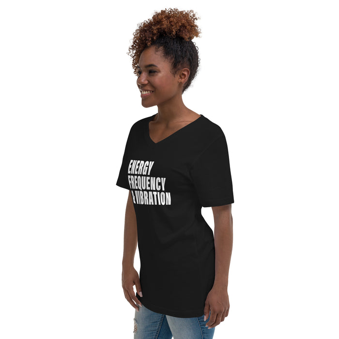 Energy Frequency & Vibration (Women-Black) - Unisex Short Sleeve V-Neck T-Shirt