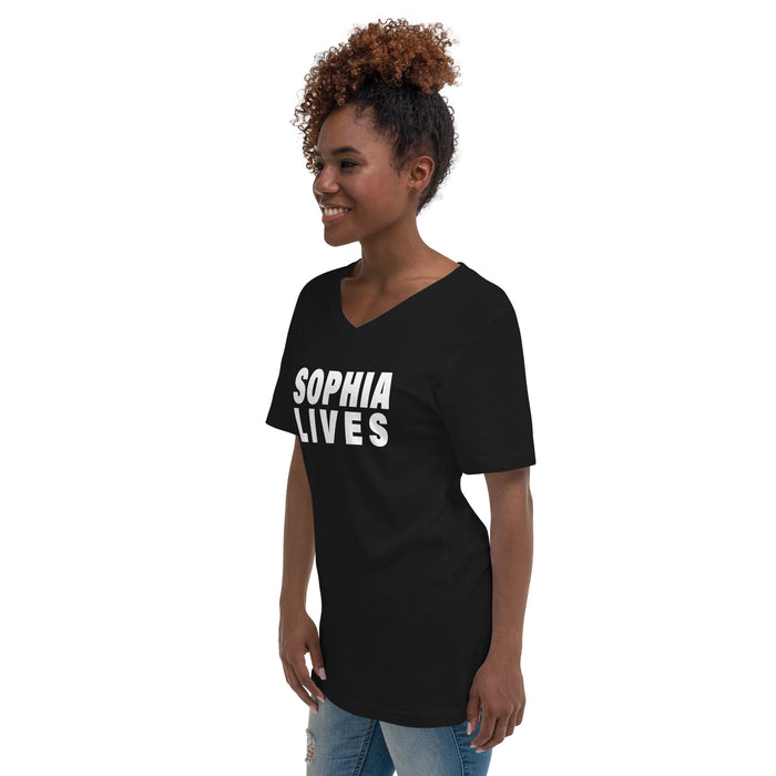 Sophia Lives (Women-Black) - Unisex Short Sleeve V-Neck T-Shirt