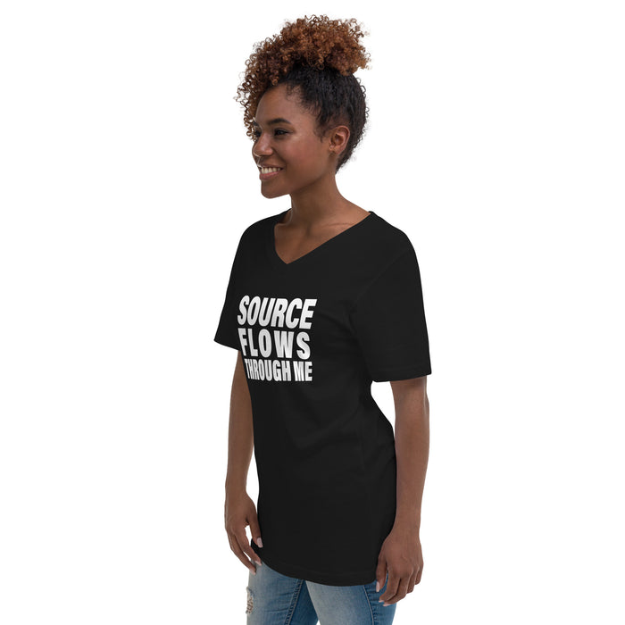 Source Flows Through Me (Women-Black) - Unisex Short Sleeve V-Neck T-Shirt