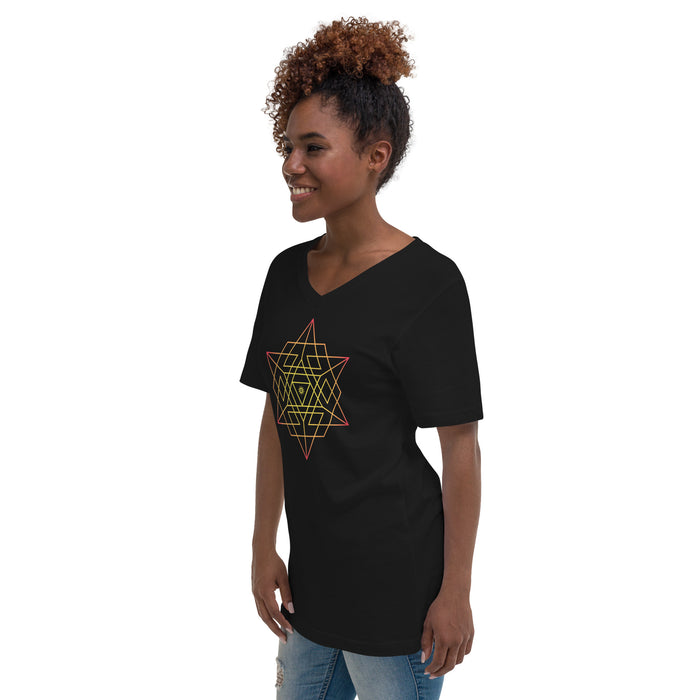 Metatronics (Women-Black) - Unisex Short Sleeve V-Neck T-Shirt