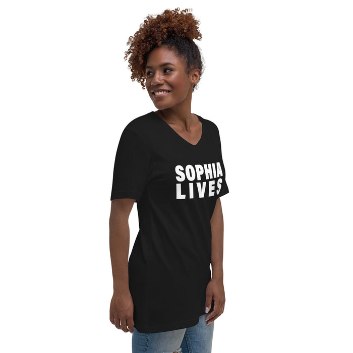 Sophia Lives (Women-Black) - Unisex Short Sleeve V-Neck T-Shirt