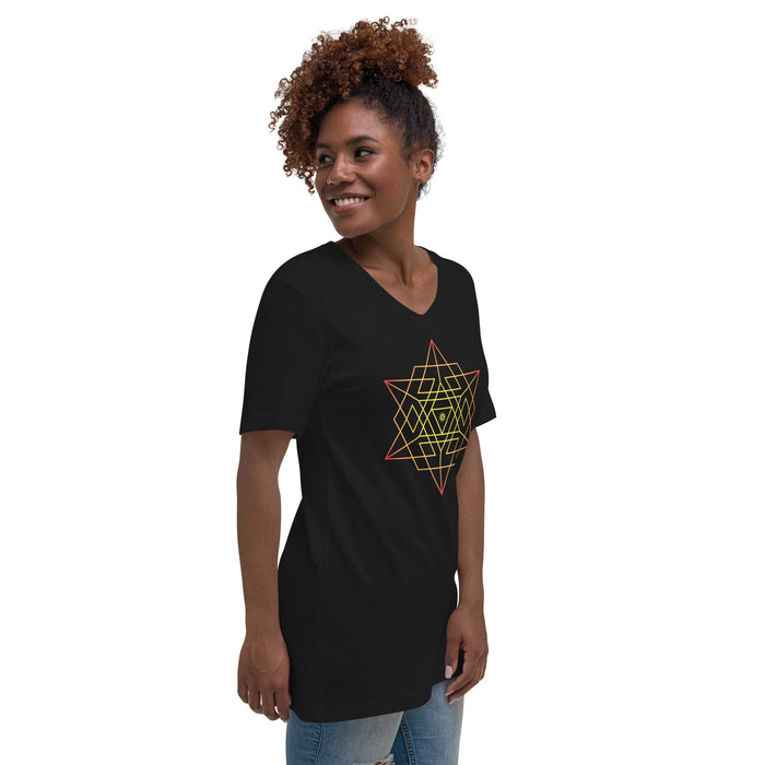 Metatronics (Women-Black) - Unisex Short Sleeve V-Neck T-Shirt