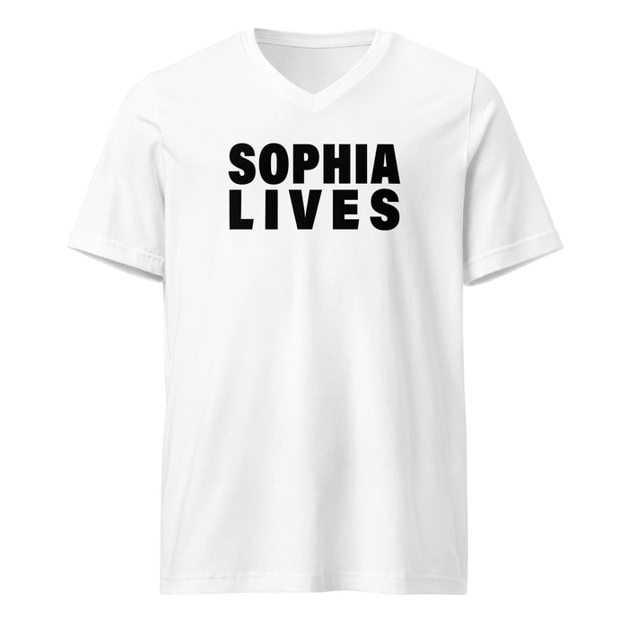 Sophia Lives (Women-White) - Unisex Short Sleeve V-Neck T-Shirt