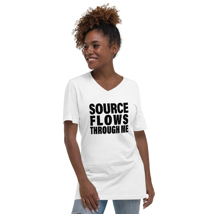 Source Flows Through Me (Women-White) - Unisex Short Sleeve V-Neck T-Shirt