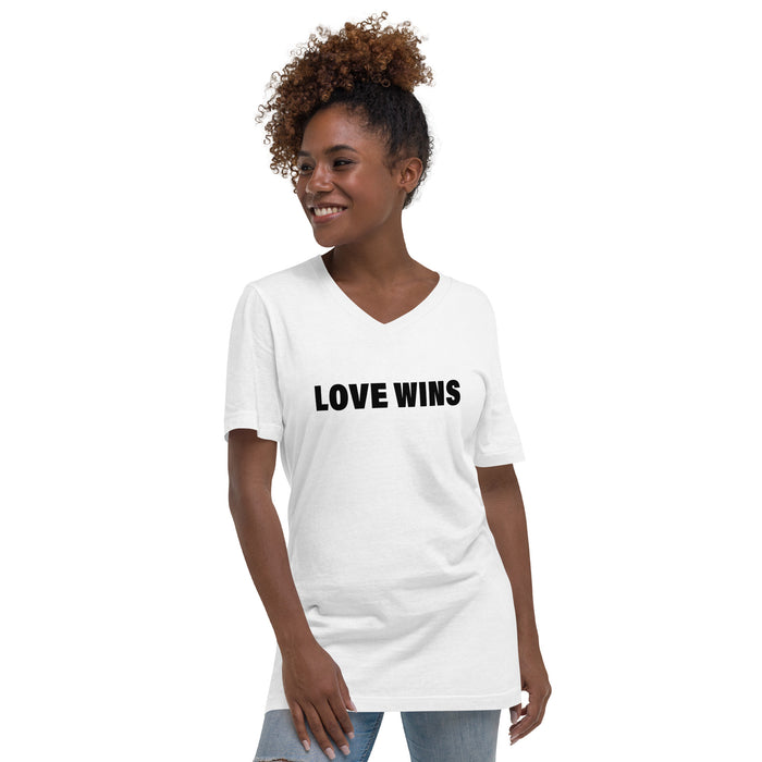 Love Wins (Women-White) - Unisex Short Sleeve V-Neck T-Shirt