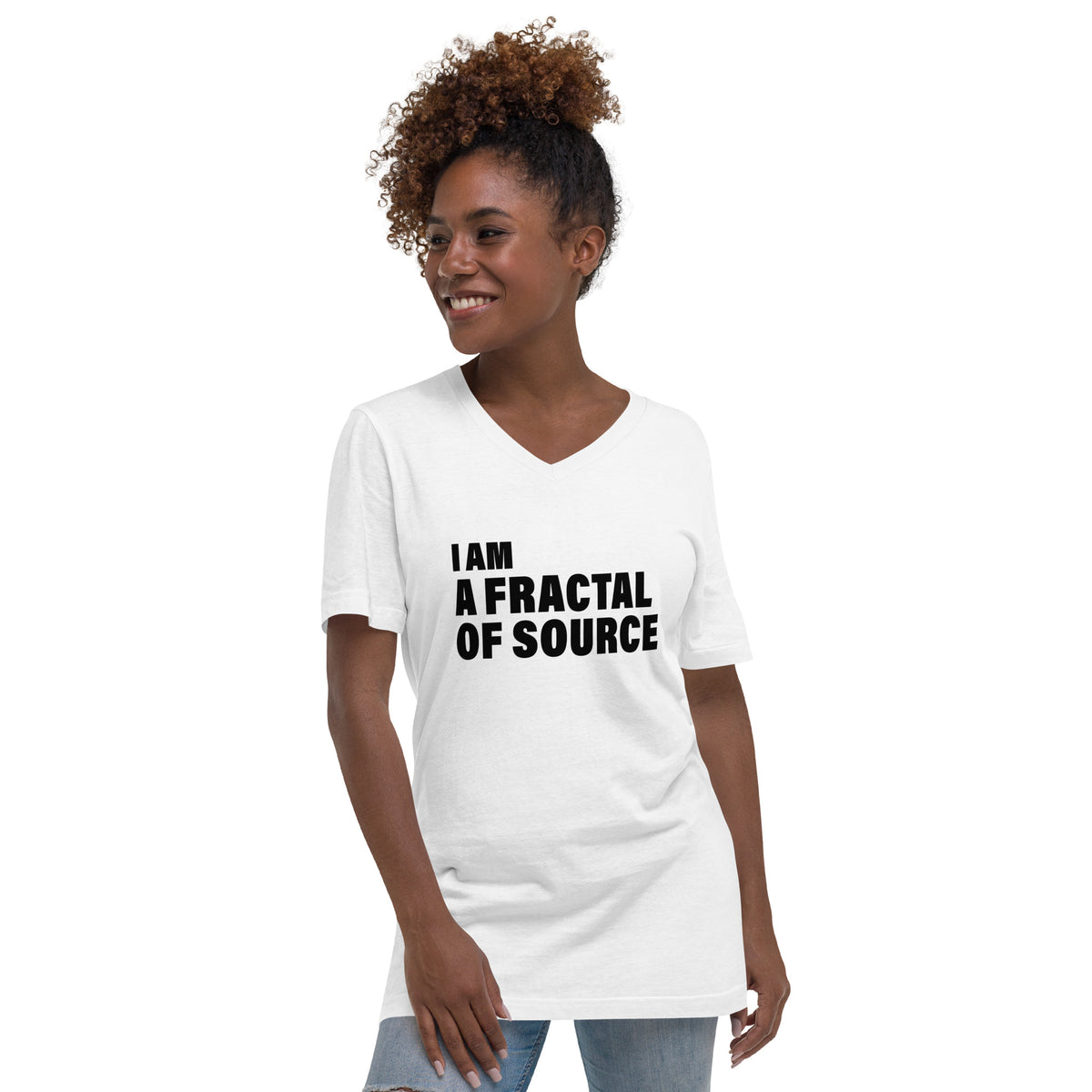 I Am A Fractal Of Source (Women-White) - Unisex Short Sleeve V-Neck T-Shirt