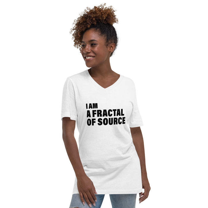 I Am A Fractal Of Source (Women-White) - Unisex Short Sleeve V-Neck T-Shirt