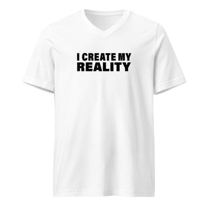 I Create My Reality (Women-White) - Unisex Short Sleeve V-Neck T-Shirt