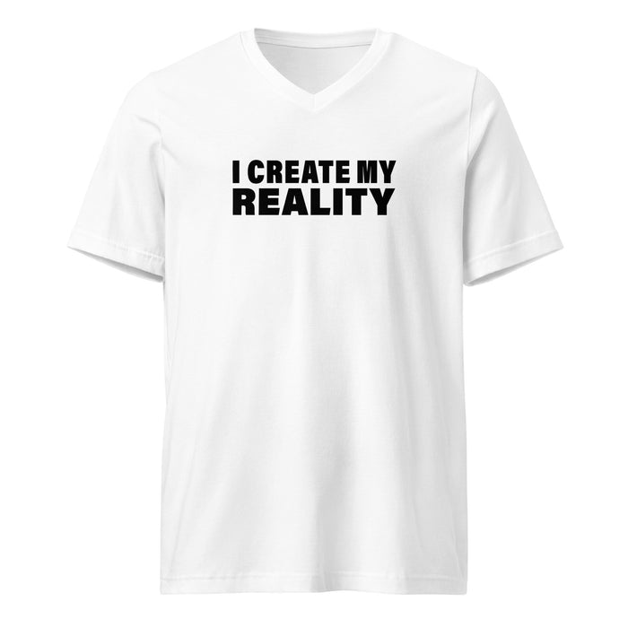 I Create My Reality (Women-White) - Unisex Short Sleeve V-Neck T-Shirt