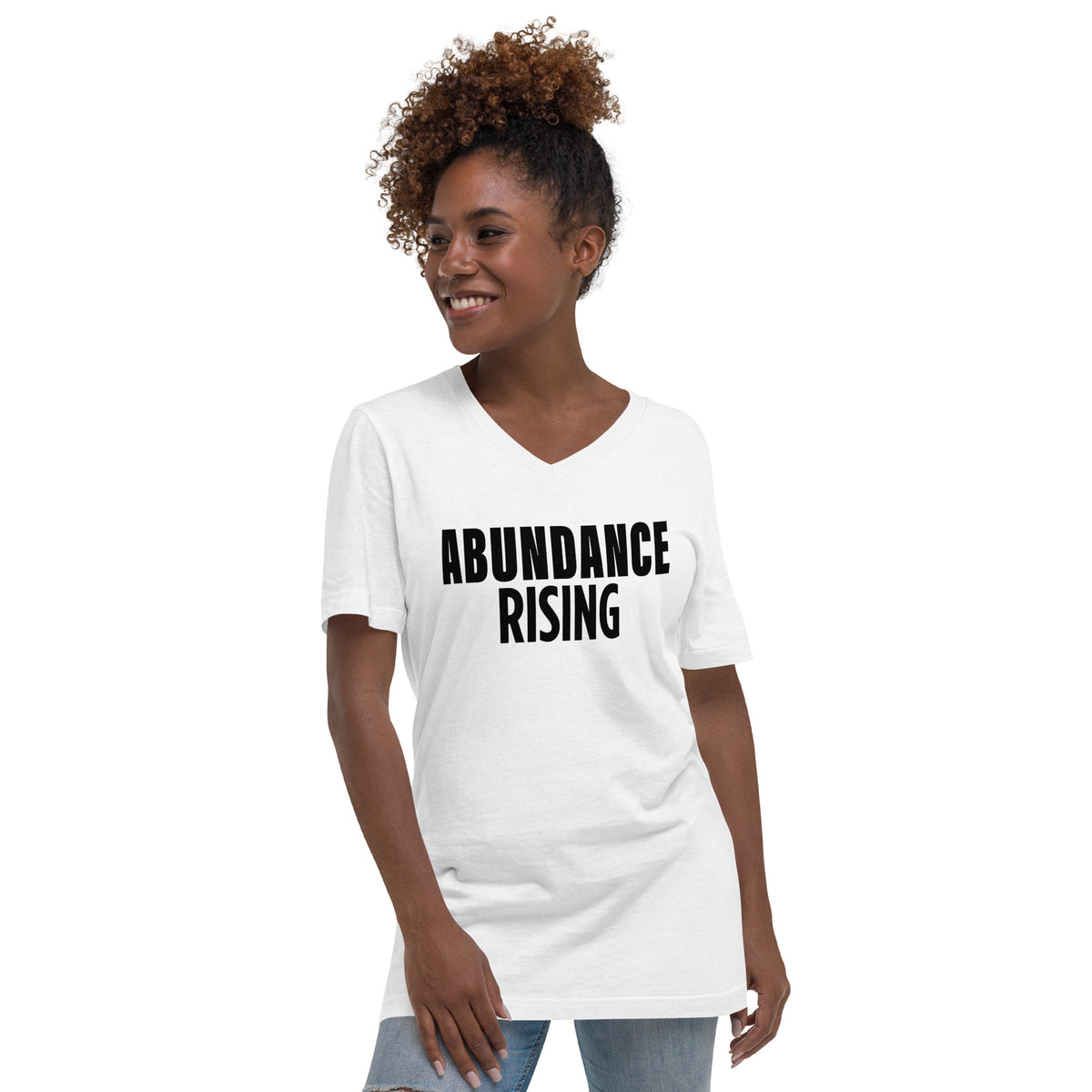 Abundance Rising (Women-White) - Unisex Short Sleeve V-Neck T-Shirt
