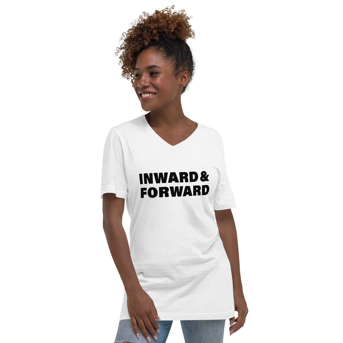 Inward & Forward (Women-White) - Unisex Short Sleeve V-Neck T-Shirt