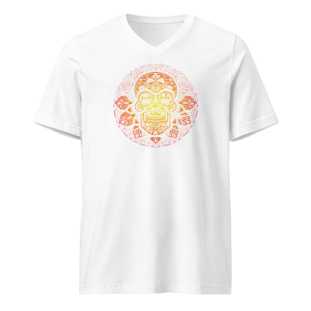 Sacred Skull (Women-White) - Unisex Short Sleeve V-Neck T-Shirt