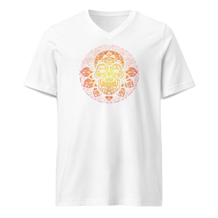 Sacred Skull (Women-White) - Unisex Short Sleeve V-Neck T-Shirt