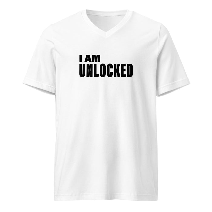 I Am Unlocked (Women-White) - Unisex Short Sleeve V-Neck T-Shirt
