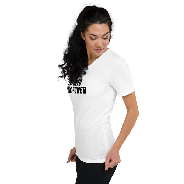 Step Into Your Power (Women-White) - Unisex Short Sleeve V-Neck T-Shirt