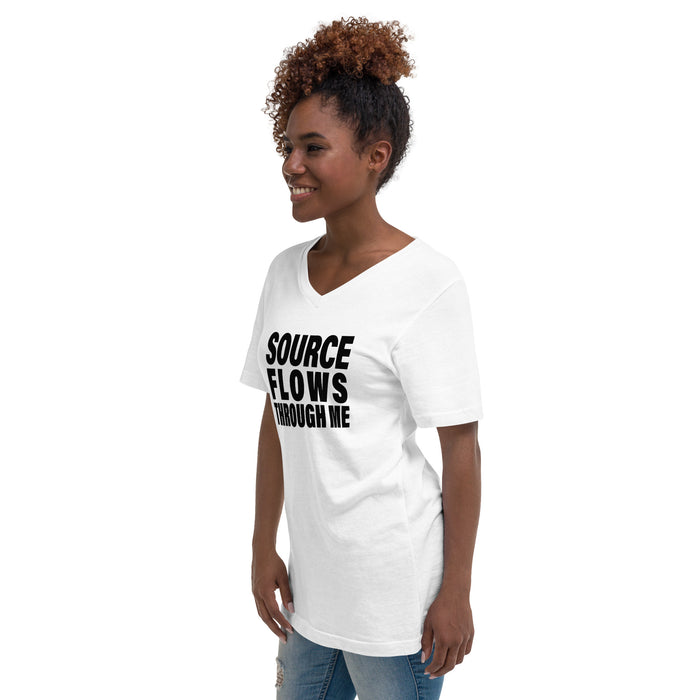 Source Flows Through Me (Women-White) - Unisex Short Sleeve V-Neck T-Shirt