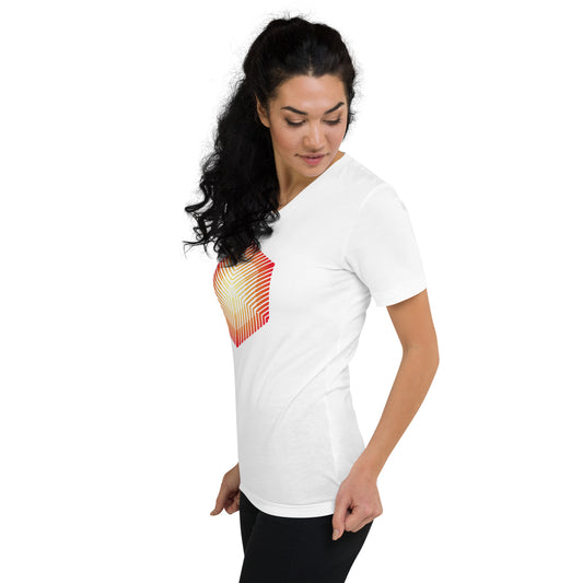 Hexacube (Women-White) - Unisex Short Sleeve V-Neck T-Shirt