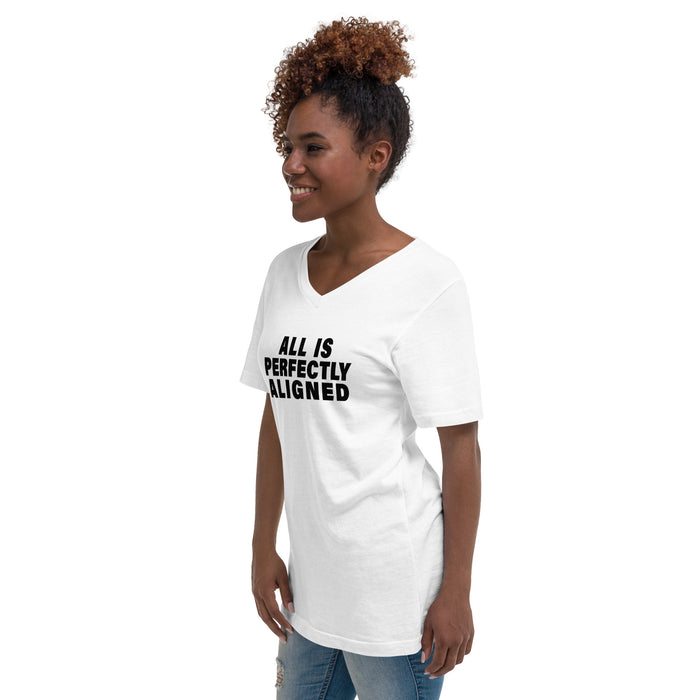 All Is Perfectly Aligned (Women-White) - Unisex Short Sleeve V-Neck T-Shirt