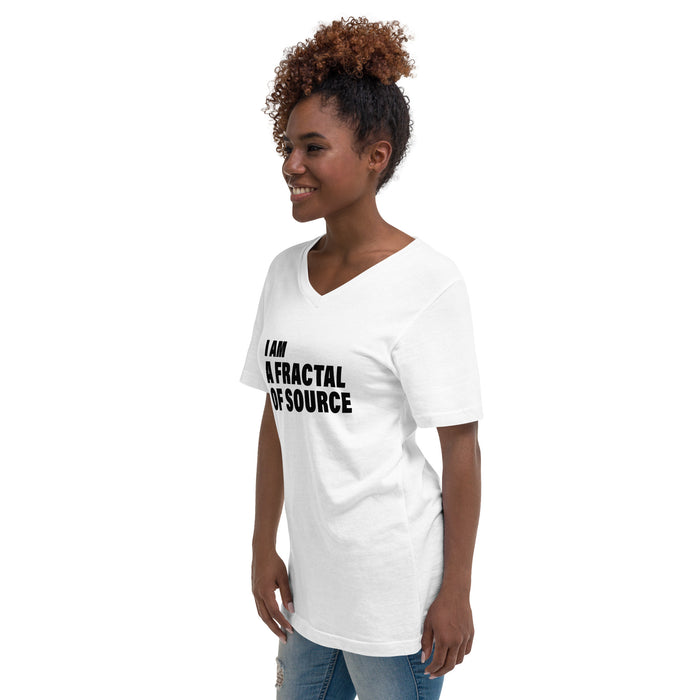 I Am A Fractal Of Source (Women-White) - Unisex Short Sleeve V-Neck T-Shirt
