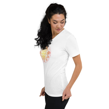 Sacred Skull (Women-White) - Unisex Short Sleeve V-Neck T-Shirt
