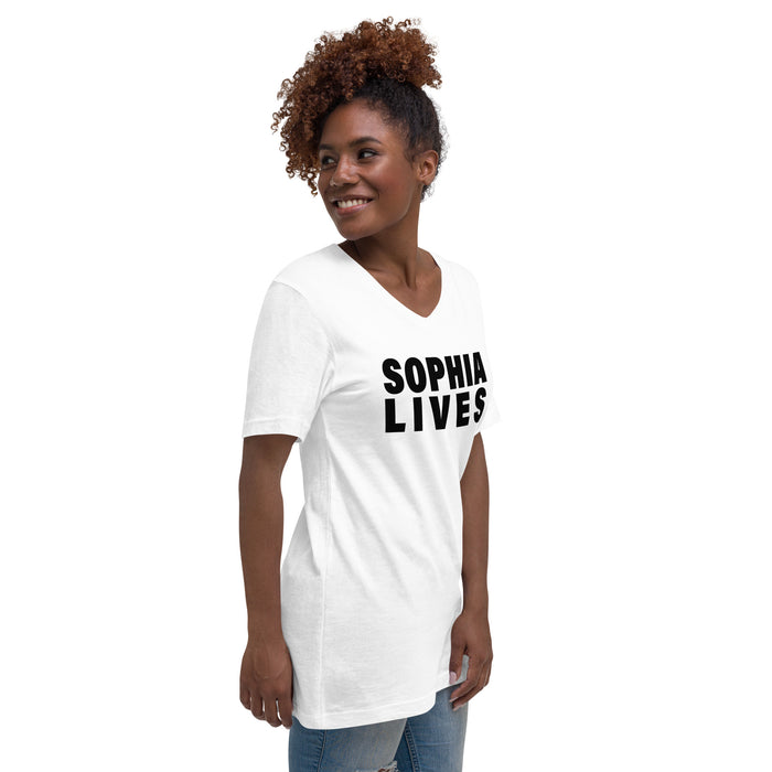 Sophia Lives (Women-White) - Unisex Short Sleeve V-Neck T-Shirt