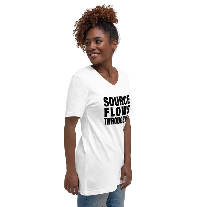 Source Flows Through Me (Women-White) - Unisex Short Sleeve V-Neck T-Shirt