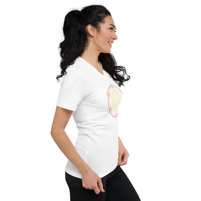 OmniSphere (Women-White) - Unisex Short Sleeve V-Neck T-Shirt
