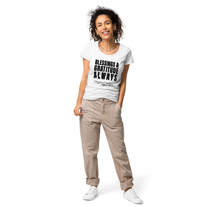 Blessings And Gratitude Always (White) Women’s basic organic t-shirt