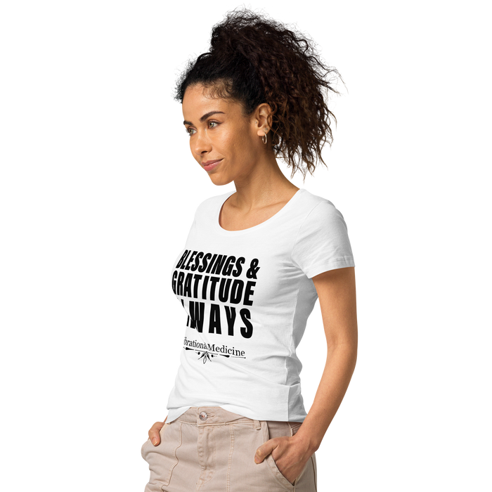 Blessings And Gratitude Always (White) Women’s basic organic t-shirt