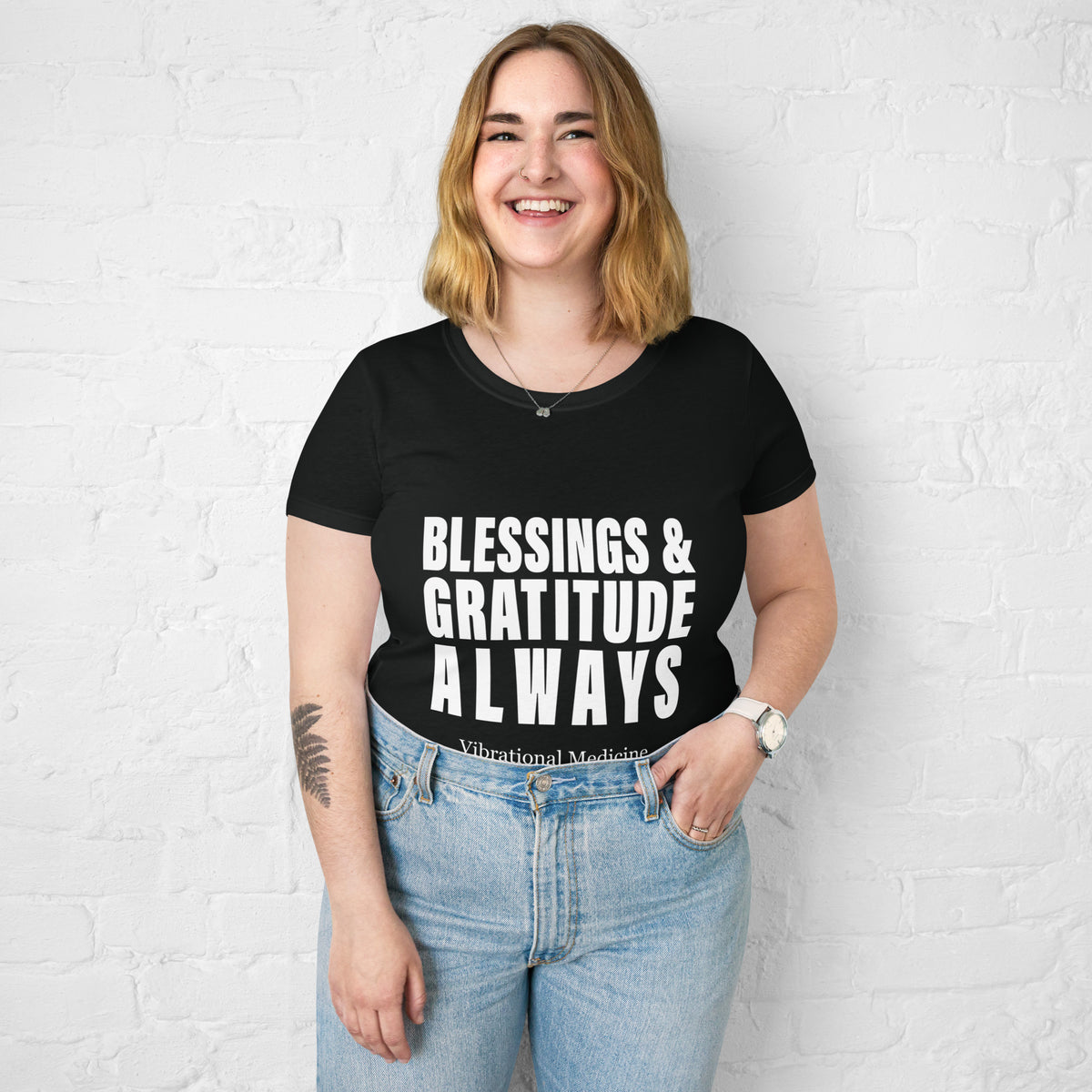 Blessings & Gratitude Always (Black) Women’s fitted t-shirt